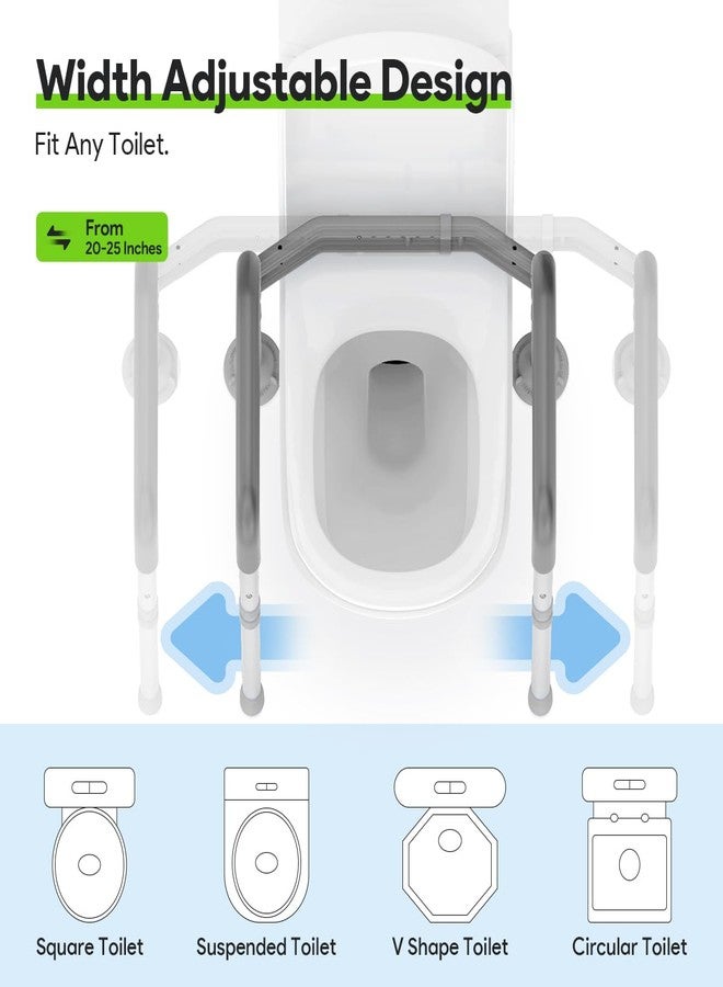 Delog Stand Alone Toilet Safety Rail - Adjustable Width & Height Fit Any Toilet, Medical Toilet Frame for Elderly Handicap Disabled (Gray) - Image 2
