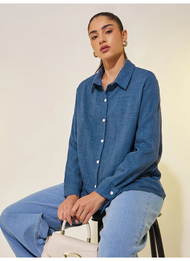 Take Two Take Two Solid Long Sleeve Spread Collar Shirt