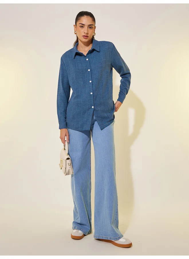 Take Two Take Two Solid Long Sleeve Spread Collar Shirt
