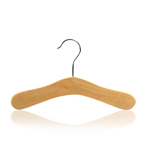 HANGERWORLD Pack of 12 Natural Wooden Kids and Baby Hangers for Nursery, Size 9.8inch with Swivel Hook - Image 2