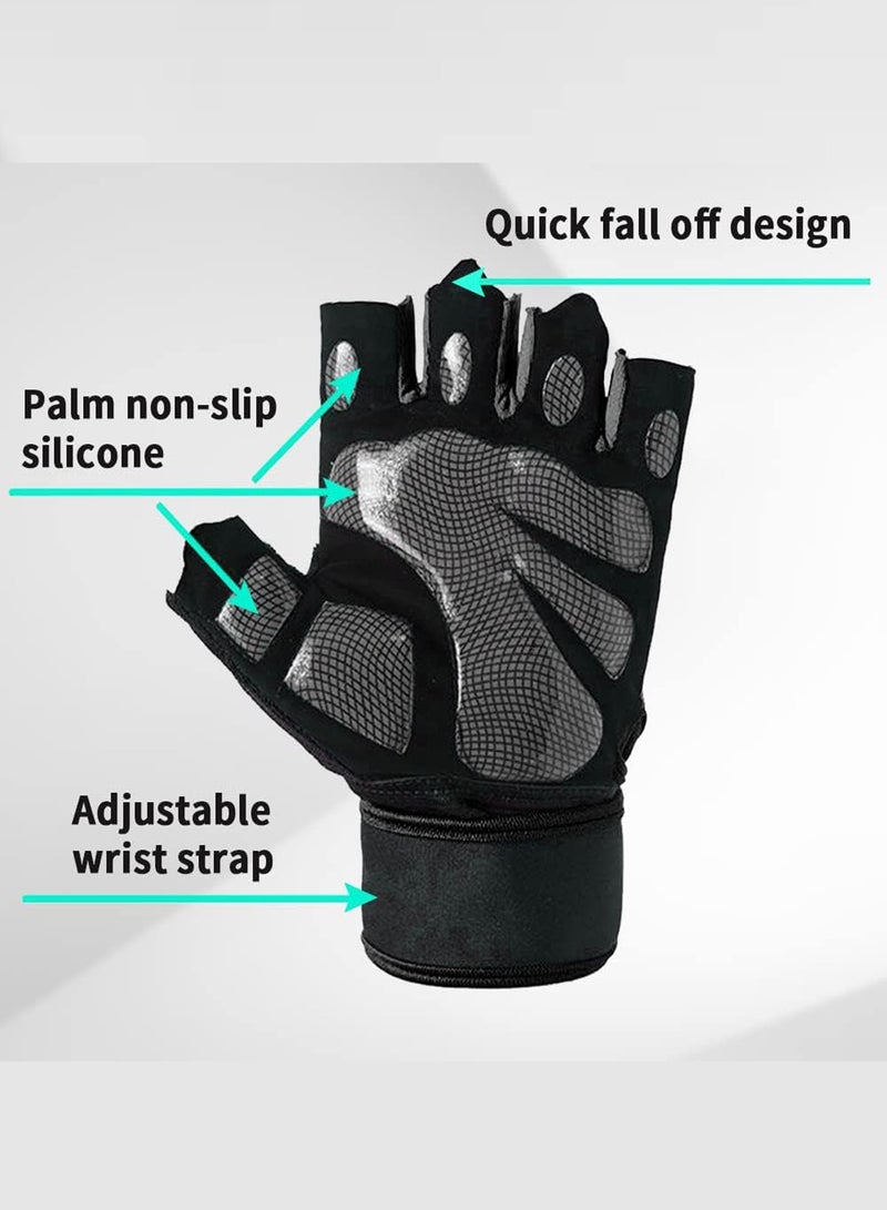 CUBEXELL Weight Lifting Gloves, Workout Gloves for men and Women, Cycling Gloves with non-slip Silicone & Wrist Support Adjustable Velcro Strap, Suitable for Fitness Training Weightlifting - Image 5