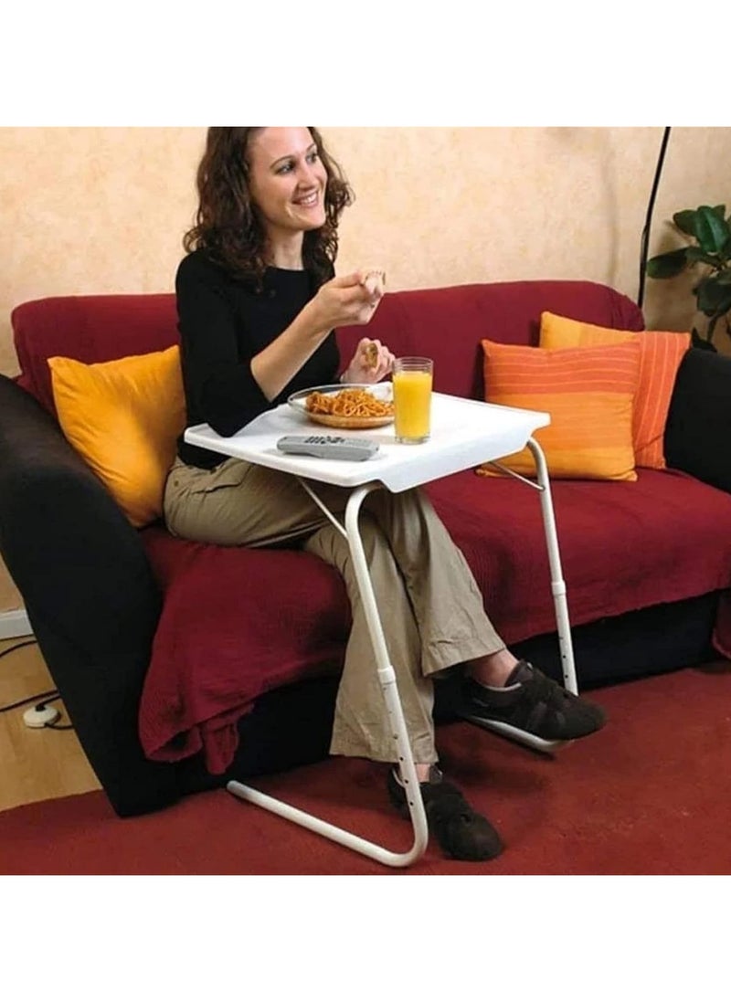 Generic - TV Tray Tables for Eating at Couch, Adjustable Side Tables On Bed & Sofa, Folding Table Desk for Home Dinner Room Bedroom Small Space - Image 1