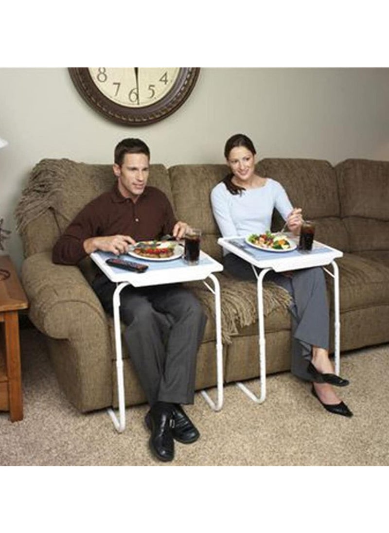 Generic - TV Tray Tables for Eating at Couch, Adjustable Side Tables On Bed & Sofa, Folding Table Desk for Home Dinner Room Bedroom Small Space - Image 1