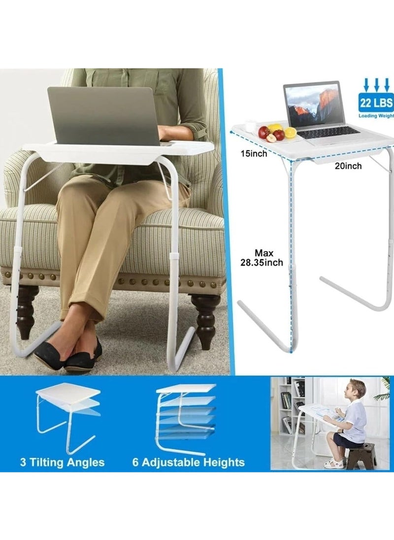 Generic - TV Tray Tables for Eating at Couch, Adjustable Side Tables On Bed & Sofa, Folding Table Desk for Home Dinner Room Bedroom Small Space - Image 1