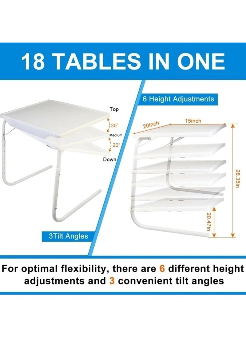 Generic - TV Tray Tables for Eating at Couch, Adjustable Side Tables On Bed & Sofa, Folding Table Desk for Home Dinner Room Bedroom Small Space - Image 1