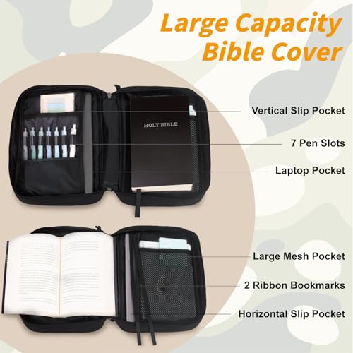 ATRIPACK Tactical Bible Cover For Men,Large Bible Case With Shoulder Strap,Water-Resistant Book cover With Handle,Multi-Functional Carrying Bible Holder Bag For Church,Study,Spiritual - Image 3