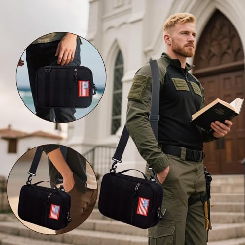 ATRIPACK Tactical Bible Cover For Men,Large Bible Case With Shoulder Strap,Water-Resistant Book cover With Handle,Multi-Functional Carrying Bible Holder Bag For Church,Study,Spiritual - Image 2