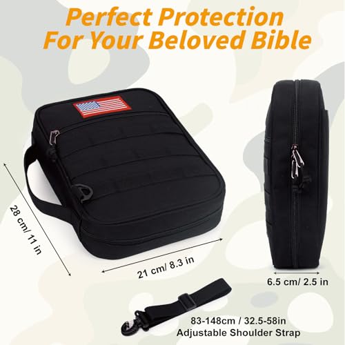 ATRIPACK Tactical Bible Cover For Men,Large Bible Case With Shoulder Strap,Water-Resistant Book cover With Handle,Multi-Functional Carrying Bible Holder Bag For Church,Study,Spiritual - Image 5