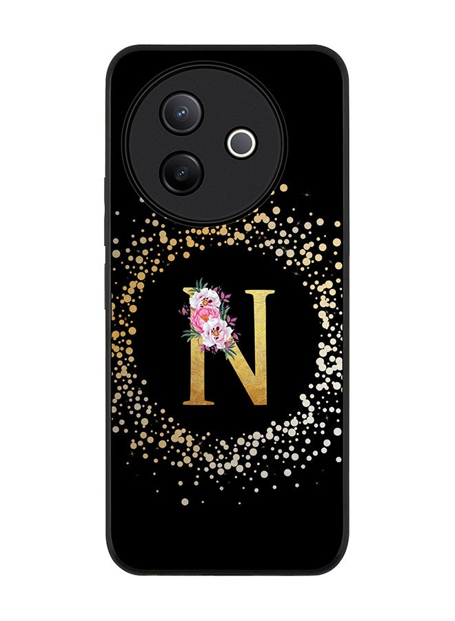 Stylizedd For Vivo Y39 5G / vivo Y300i 5G Case,Slim fit Camera Protection, Shockproof Thin Phone cover  - Custom Monogram Floral - N ( Black ) - Image 1