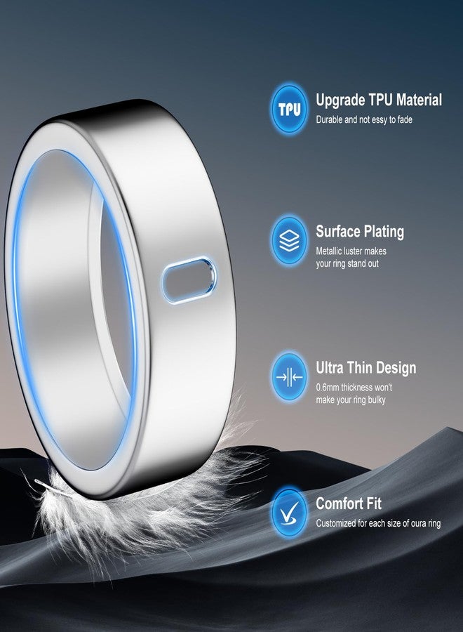غطاء متوافق مع خاتم Oura Ring 4/الجيل الثالث Horizon/الجيل الثالث Heritage، شحن مباشر، واقي إصبع مرن مصقول فائق النحافة من مادة TPU المتينة، مناسب للتمارين الرياضية في الصالات الرياضية للرجال والنساء - فضي + ذهبي - مقاس 8 - Image 4