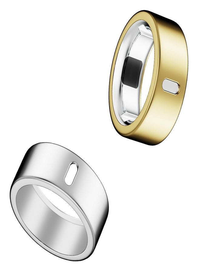 غطاء متوافق مع خاتم Oura Ring 4/الجيل الثالث Horizon/الجيل الثالث Heritage، شحن مباشر، واقي إصبع مرن مصقول فائق النحافة من مادة TPU المتينة، مناسب للتمارين الرياضية في الصالات الرياضية للرجال والنساء - فضي + ذهبي - مقاس 8 - Image 1