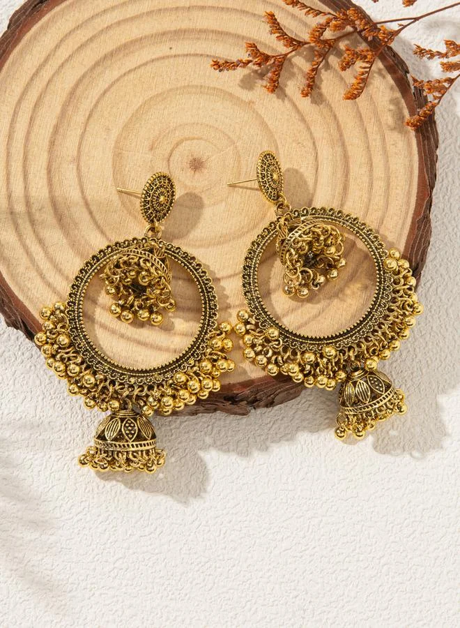 Take Two Take Two Texture Bell Shape Jhumka Dangler Earrings