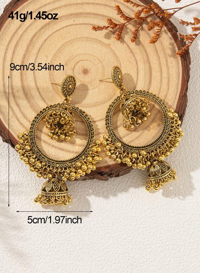 Take Two Texture Bell Shape Jhumka Dangler Earrings - Image 2