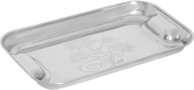 Nirvika Stainless Steel Serving TrayLemon Platter with Steel Finish Rectangular Multipurpose Tray Set of 2 - Image 3