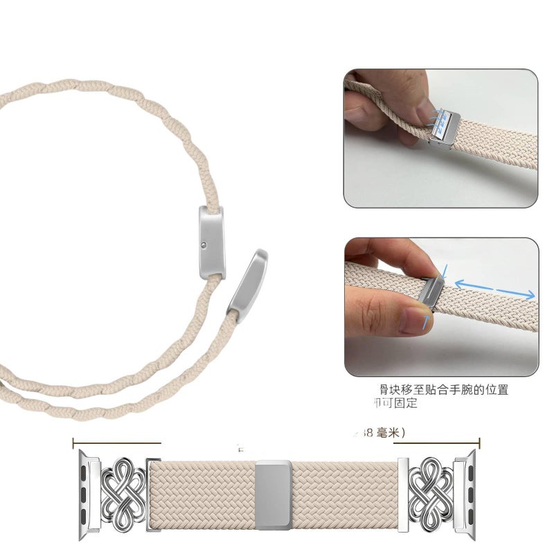 QX سوار ساعة ذكية سوار نايلون حلقي متوافق مع Apple Watch بملاءمة قابلة للتعديل وحزام بديل للاستخدام اليومي باللون ( ) قابل للتعديل - Image 4
