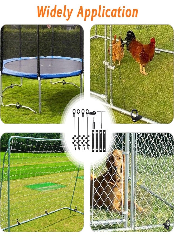 Fabulas Ground Anchors, Trampoline Stakes Anchors High Wind Heavy Duty 16 Inch 4 Pack, Screw in Spiral Trampoline Tie Down Anchor Kit with Straps for Shed Swing Set Hurricane Tent Dog Carport Playset - Image 5