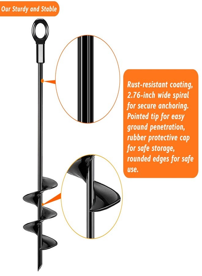 Fabulas Ground Anchors, Trampoline Stakes Anchors High Wind Heavy Duty 16 Inch 4 Pack, Screw in Spiral Trampoline Tie Down Anchor Kit with Straps for Shed Swing Set Hurricane Tent Dog Carport Playset - Image 4
