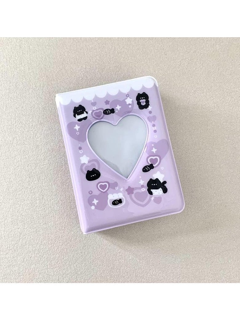 3 Inch Mini Photo Album, Heart Hollow Card Binder Photo Album Kpop Photo Card Holder with Pendant 40 Pockets  - Image 4