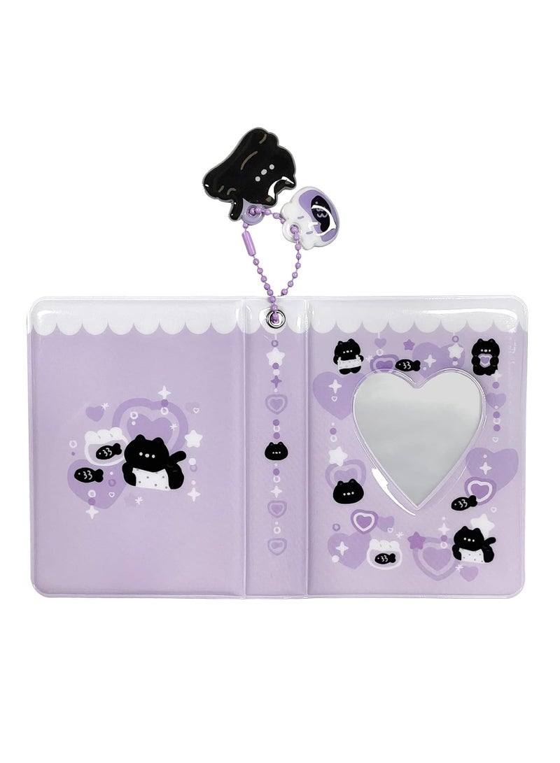 3 Inch Mini Photo Album, Heart Hollow Card Binder Photo Album Kpop Photo Card Holder with Pendant 40 Pockets  - Image 2