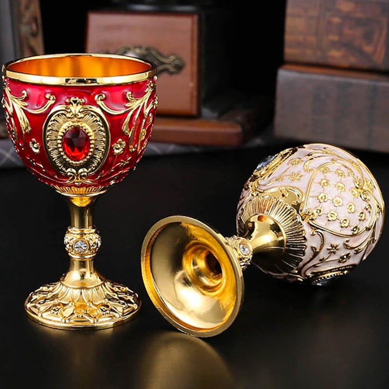 ordinarYone Elegant 100ml retro alloy wine glass with intricate metal carvings for home, pubs and parties - Image 3