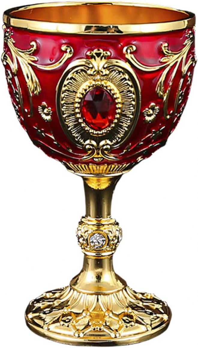 ordinarYone Elegant 100ml retro alloy wine glass with intricate metal carvings for home, pubs and parties - Image 1