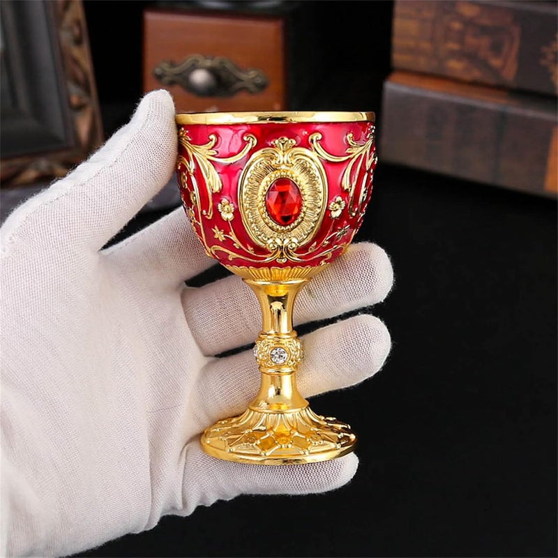 ordinarYone Elegant 100ml retro alloy wine glass with intricate metal carvings for home, pubs and parties - Image 4