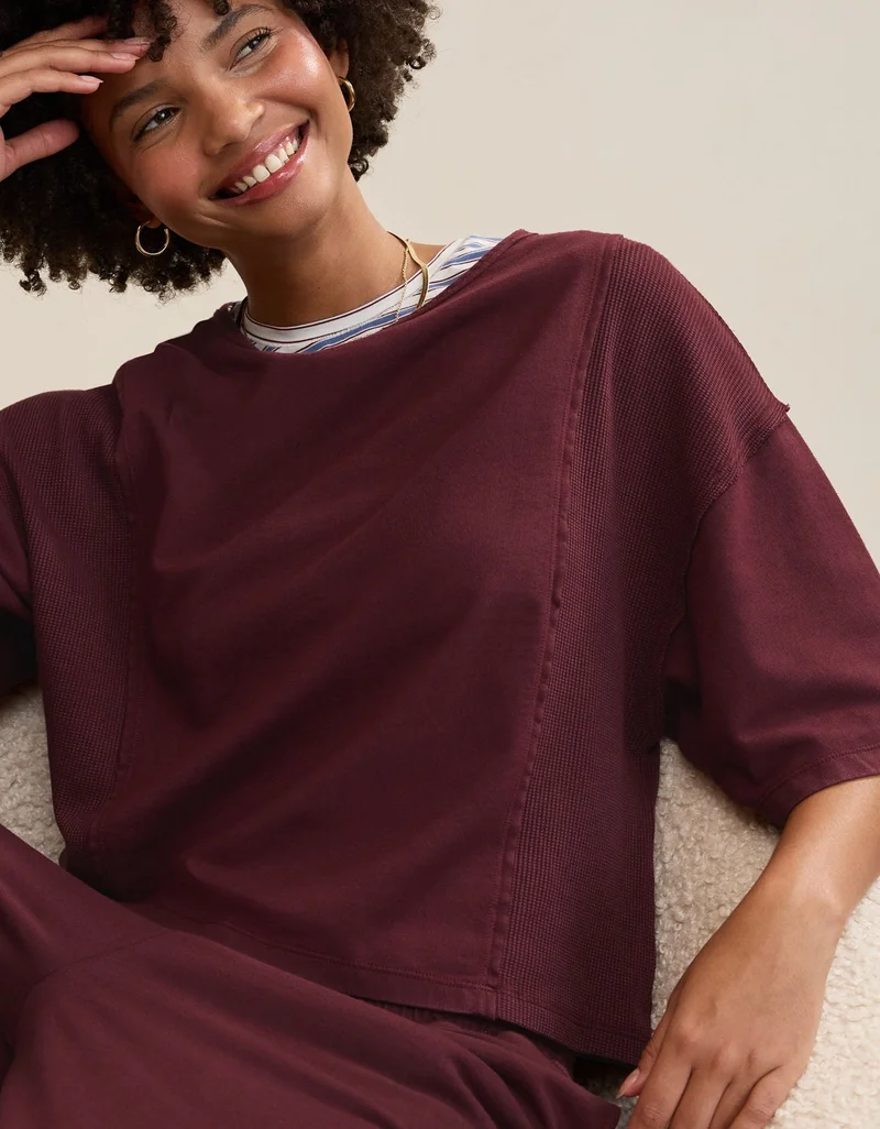 Aerie  Aerie Unwind Waffle T-Shirt for Women | Best Price UAE