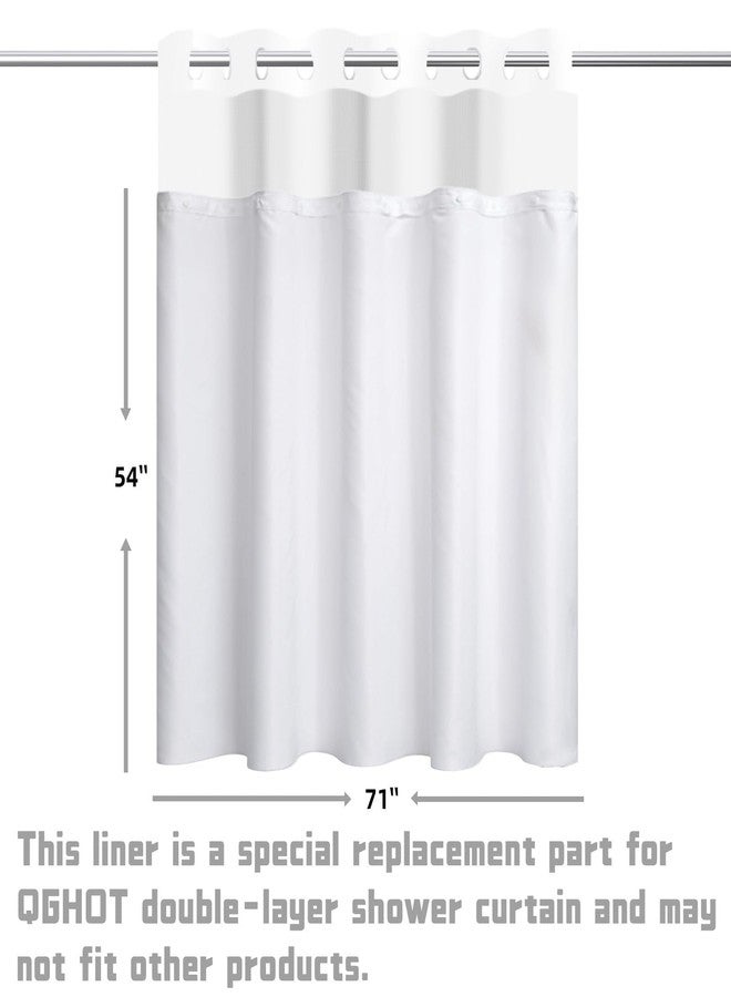 QGHOT Waterproof Fabric Snap in Shower Curtain Liner Replacement 70 W x 54" L for 71" W x 74" L Hookless Shower Curtain - Removable & Detachable to Wash - Image 2