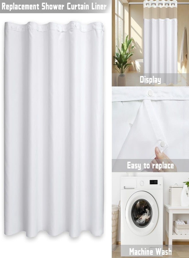 QGHOT Waterproof Fabric Snap in Shower Curtain Liner Replacement 70 W x 54" L for 71" W x 74" L Hookless Shower Curtain - Removable & Detachable to Wash - Image 4