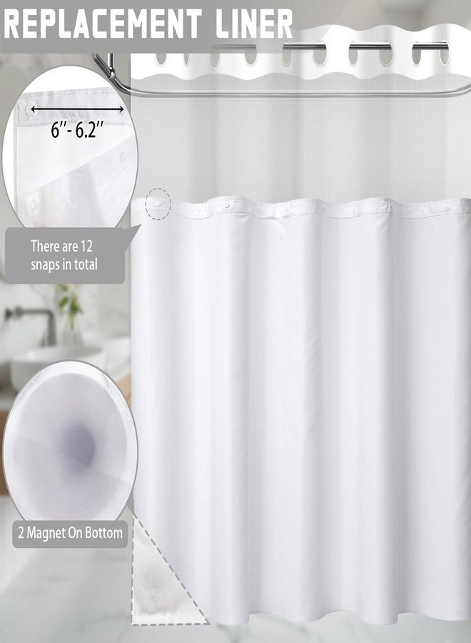 QGHOT Waterproof Fabric Snap in Shower Curtain Liner Replacement 70 W x 54" L for 71" W x 74" L Hookless Shower Curtain - Removable & Detachable to Wash - Image 3