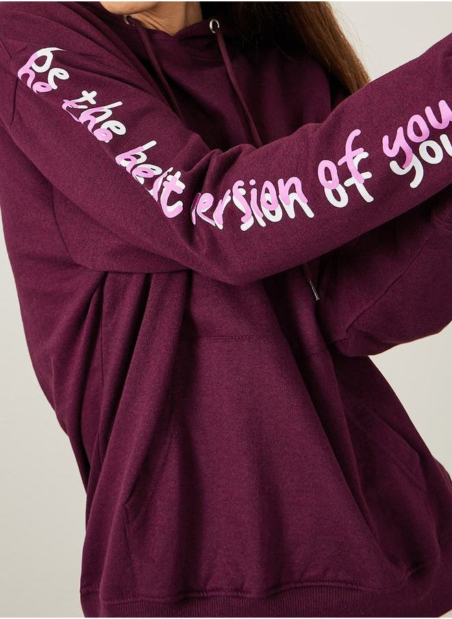 Styli - Regular Fit Be The Best Version Slogan Hoodie - Image 1
