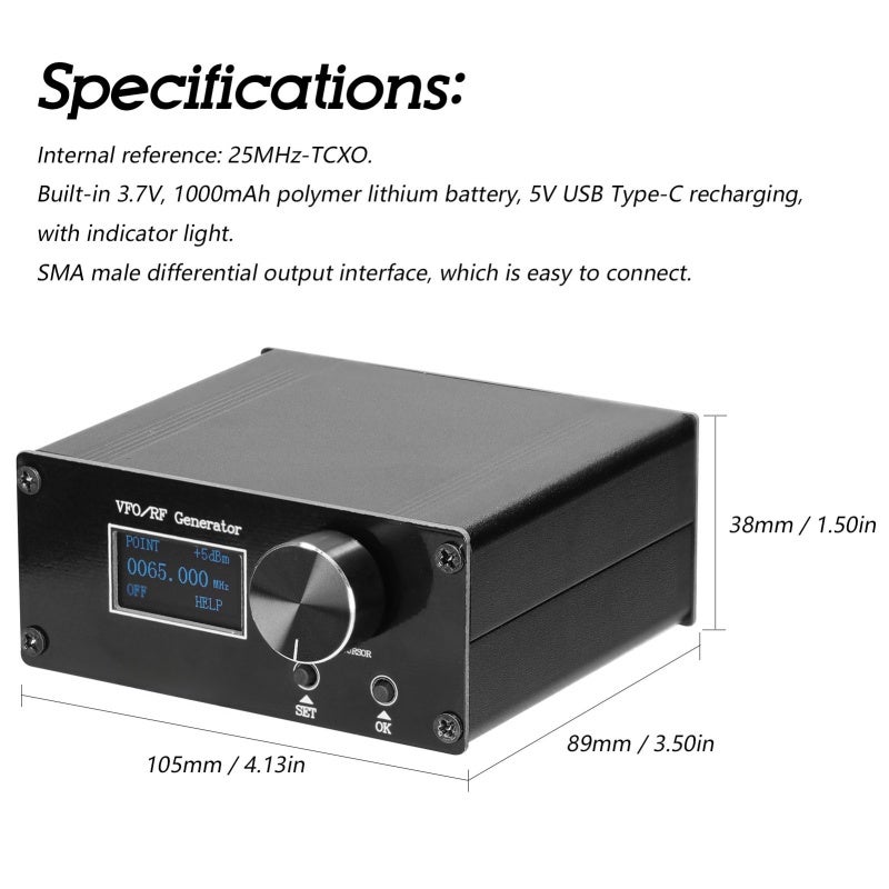 VFO RF Generator Dot Swept Frequency Amplitude Adjustable 0.5PPM Radio Frequency Signal Source SMA Output Interface - Image 4