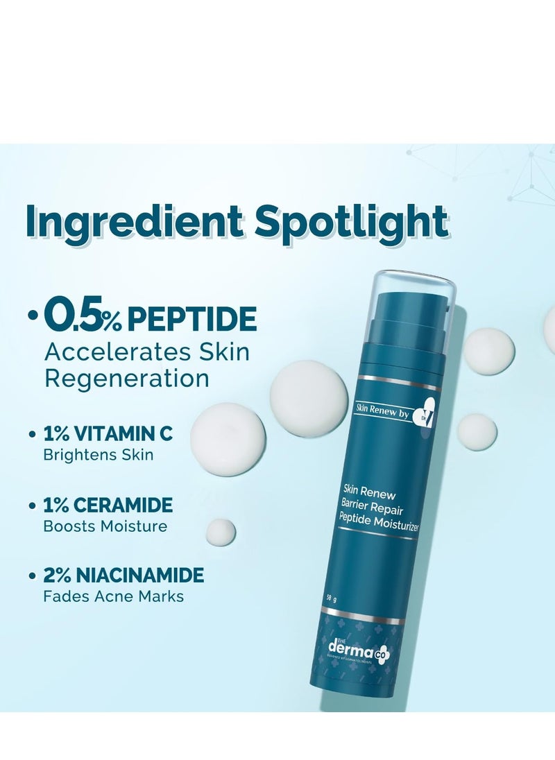 THE derma Co - The Derma Co. x Dr.V Skin Renew Barrier Repair Peptide Moisturizer-Peptide & Vitamin C-50ml Repairs Skin Barrier & Deeply Moisturizes - Image 1