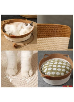 Hand Woven Cat Bed With Toy. Kitten Shaped House Natural Cotton Faux Fur Cat Bed For Cat Comfortable And Soft - pzsku/Z8D508C1A9F7984442012Z/45/_/1715005076/29888579-a4c8-4bf6-ad04-d4a64086c448