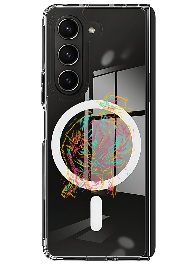 Theodor Magnetic Case for Samsung Galaxy Z Fold 6 Compatible with MagSafe Wireless Charging, Shockproof Phone Bumper Cover Abstract saxophone - Image 1