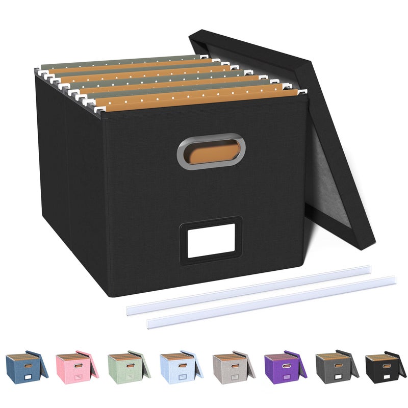Oterri File Organizer, File Box, File Cabinet for Letter File Folder Storage, Hanging File Organizer for Office/Decor/Home,Document Organizer, 1 Pack,Black-Box Only - Image 1