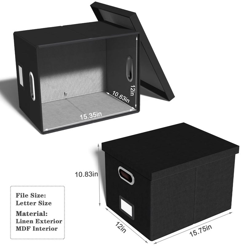 Oterri File Organizer, File Box, File Cabinet for Letter File Folder Storage, Hanging File Organizer for Office/Decor/Home,Document Organizer, 1 Pack,Black-Box Only - Image 3