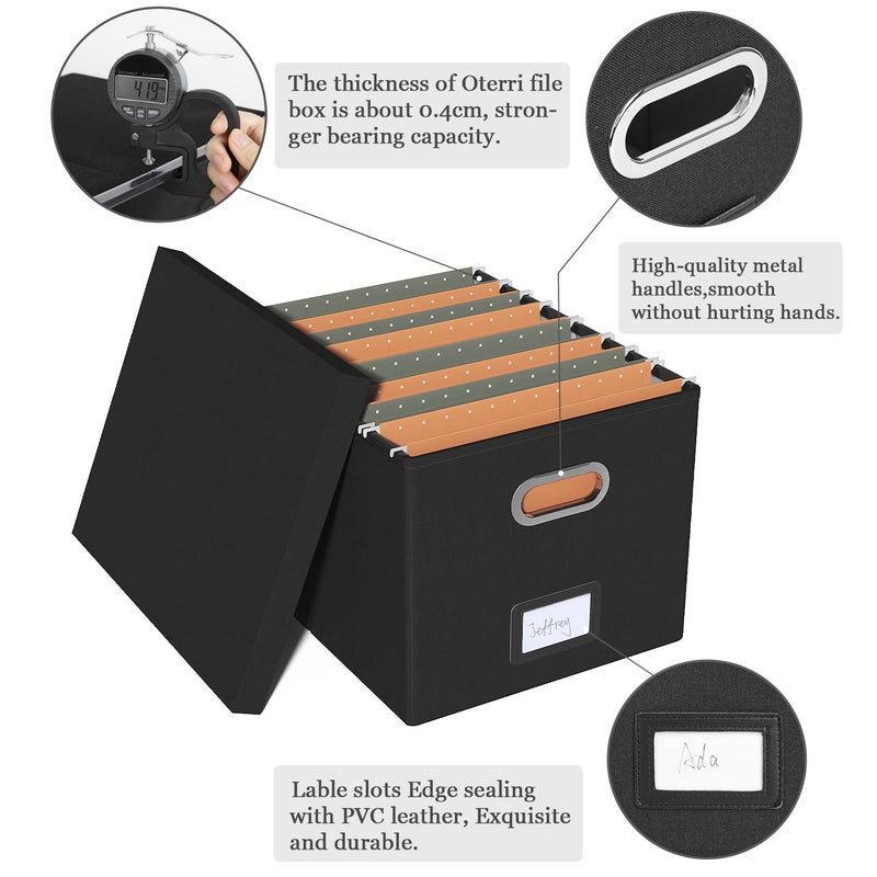 Oterri File Organizer, File Box, File Cabinet for Letter File Folder Storage, Hanging File Organizer for Office/Decor/Home,Document Organizer, 1 Pack,Black-Box Only - Image 4