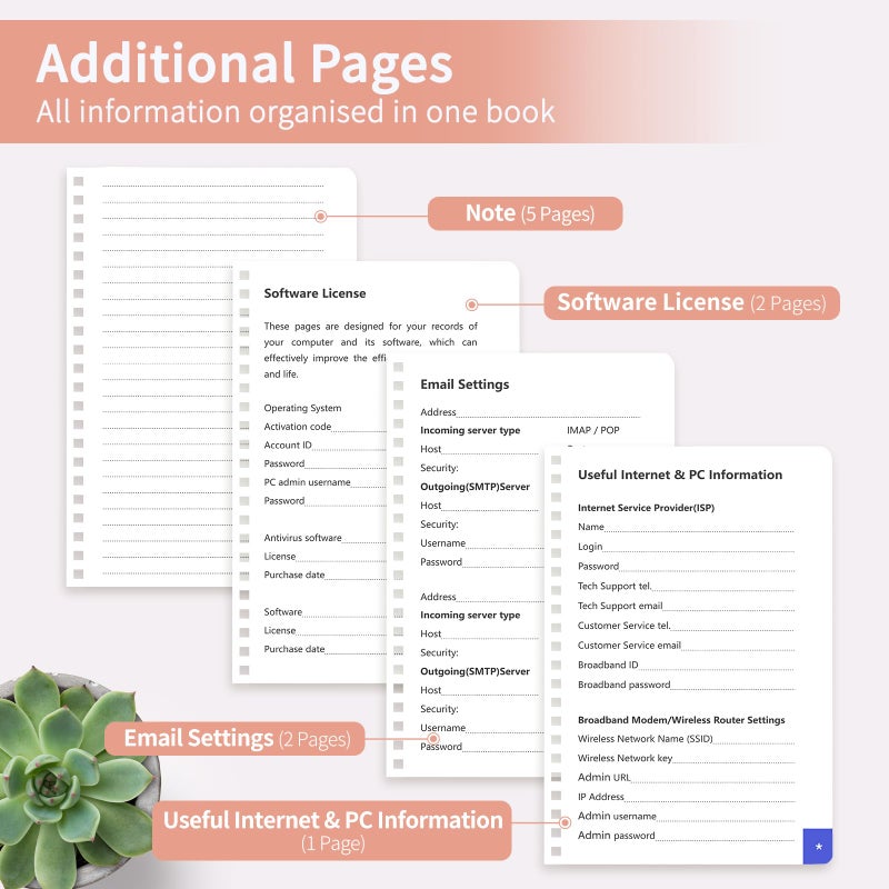 Blugool Password Book with Alphabetical Tabs, Password Keeper Book for Seniors, Individual & Colorful Tabs, Spiral Hardcover Password Notebook for Website Logins, 5.7" x 7.7", Rose Gold - Image 5