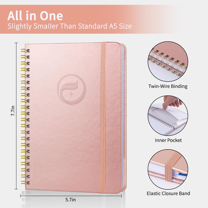 Blugool Password Book with Alphabetical Tabs, Password Keeper Book for Seniors, Individual & Colorful Tabs, Spiral Hardcover Password Notebook for Website Logins, 5.7" x 7.7", Rose Gold - Image 3