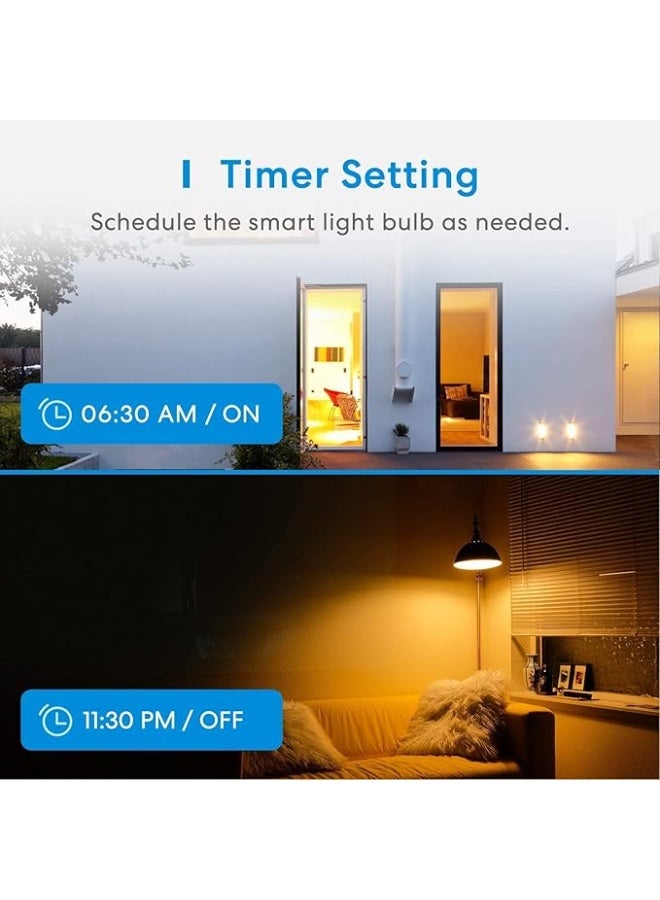 Meross HomeKit Smart Bulb, LED Smart Bulbs Compatible with Apple HomeKit, Siri, Alexa, Google Home and SmartThings, E27 warm white to cold white RGB Dimmable Wi-Fi Bulb Multicolor(2-pack) - Image 3