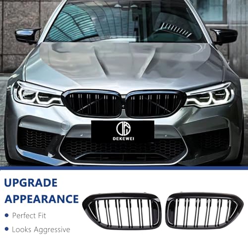 DEKEWEI G30 Grille,Front Kidney Grill Grille Compatible with 2017-2020 5 Series G30 G31 F90 (M5) (Double Slats Gloss Black Grills, 2pcs) - Image 2