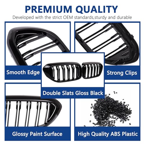 DEKEWEI G30 Grille,Front Kidney Grill Grille Compatible with 2017-2020 5 Series G30 G31 F90 (M5) (Double Slats Gloss Black Grills, 2pcs) - Image 5