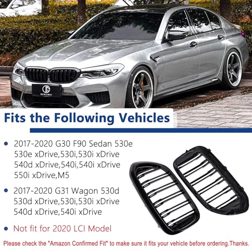 DEKEWEI G30 Grille,Front Kidney Grill Grille Compatible with 2017-2020 5 Series G30 G31 F90 (M5) (Double Slats Gloss Black Grills, 2pcs) - Image 4