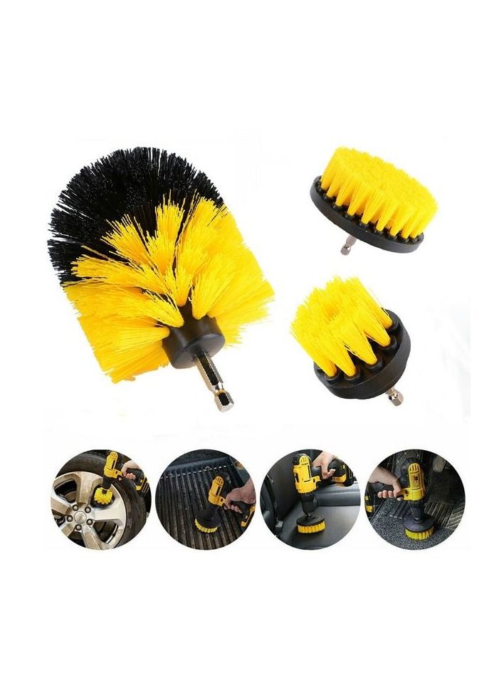 3 Pcs Electric Scrubber Brush Drill Brush Kit Plastic Round Cleaning Brush For Carpet Glass Car Tires Nylon Brushes Kitchen Tools Dust Removal  - Image 3