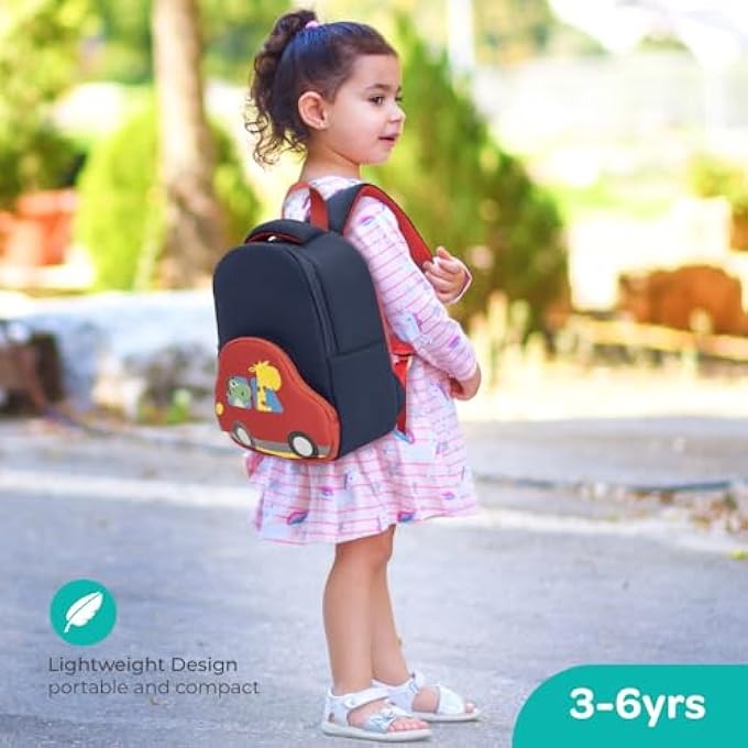 Moon The MOON Brand Preschool Backpack for KidsAges 36  Fun 3D Design Comfortable Padded Straps LightweightWaterproof Perfect for Lunch  SnacksTravel Toddler Boys  GirlsCar - Image 2