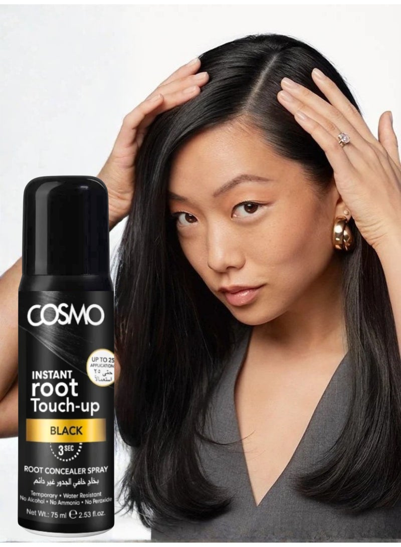 COSMO Instant Root Touch-Up Hair Root Concealer Spray - Black Color 75ml - Image 4