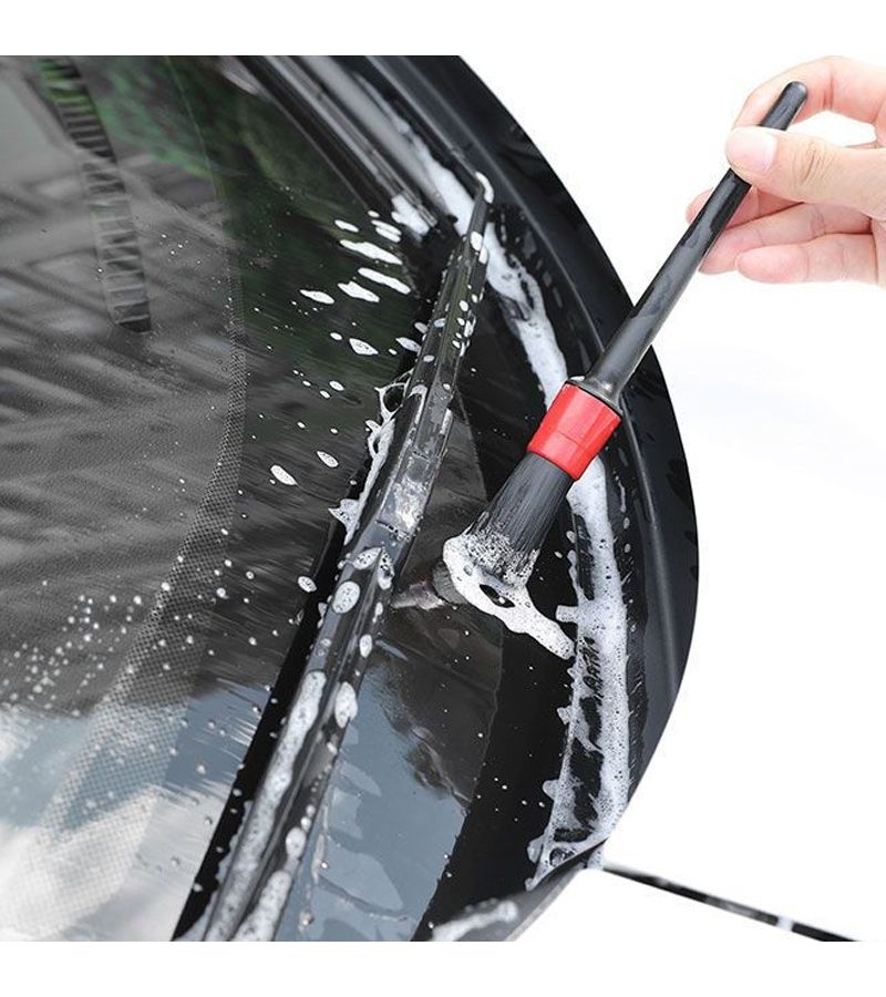 7 Piece Car Wash Care Brush Set 5 Detail Brushes And 2 Beauty Brushes For Cleaning Wheels Dashboard Ventilation Openings Reusable Car Accessories - Image 4