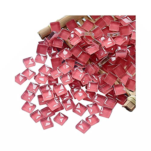 FAIRUO Light Red Crystal Mosaic Tiles Squares Stained Glass for Crafts Supplies DIY Picture Frames Handmade Jewelry Coasters Art Material Decoration,1x1cm,100 Pieces - Image 1