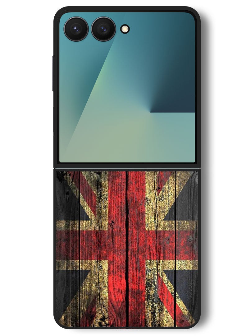 Theodor Case Compatible with Samsung Galaxy Z Flip 7 - 6.9 Inch Protection Shockproof Bumper Cover Vintage wood - Image 1